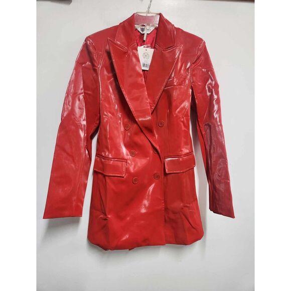 Lita By Ciara Red Leather Blazer MSRP $498 Size M.H
